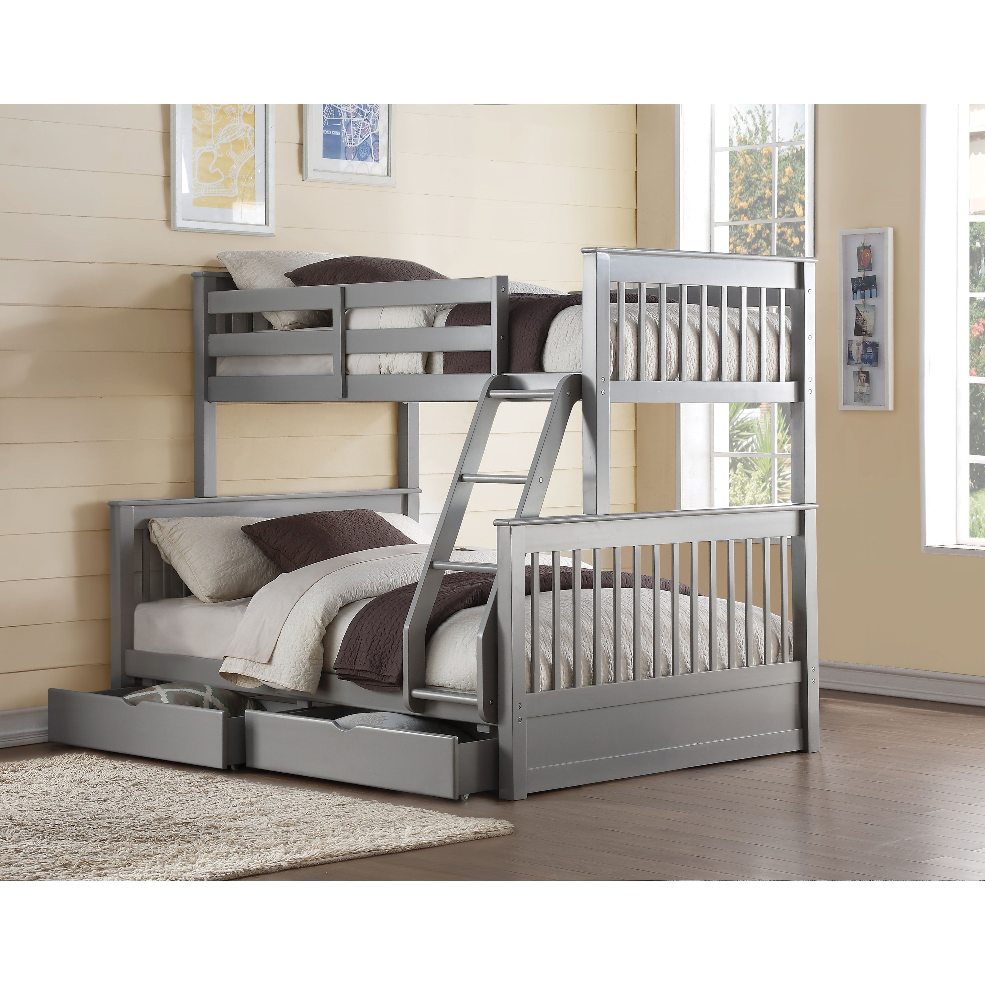 Acme Furniture Haley II Rustic Twin Over Full Bunk Bed with Storage
